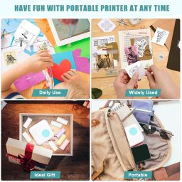Mini Sticker Printer, Inkless Thermal Printer with 10 Rolls of Thermal Paper and Stickers for iOS & Android, Mini Portable Prints for DIY, Scrapbook, Memo, Pictures, Notes, List, Blue image 5