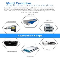 USB 2.0 Sharing Switch, 2 Ports Auto Printer Sharing Switch Hub Box, High Speed Sharing Switcher Auto Printer Scanner External for Printer Scanner PC Computer Peripherals. (RTT-SWT-0081) image 4