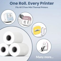 Non Sticky Thermal Paper Rolls, 57mm Width, 2 inch Thermal Paper for Mini Thermal Printer & POS Machine (White-57mm Width-Continuous Non Sticky Roll-Pack of 5) image 2