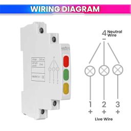 amiciSense 3-Phase Indicator with Red, Green, and Yellow LED Lights – Only 1 cm Wide Reliable Phase Detection for 230VAC Systems, Din Rail Mount Panel Indicator image 4