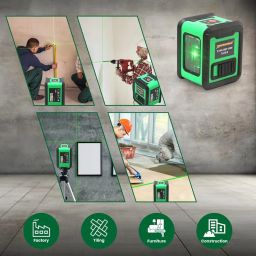 TOMAHAWK® TLL 02 - Compact 2 Green Line Laser Level - 98ft Green Cross Self-Levelling Laser Line for Construction with Vertical/Horizontal Magnetic Base, Adjustable Brightness image 3