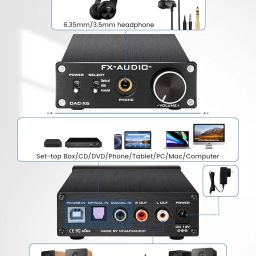 FX-Audio DAC-X6 Mini HiFi 2.0 Digital Audio Decoder DAC Input USB/Coaxial/Optical Output RCA/Headphone Amp 24Bit/96KHz DC12V(Silver) image 4