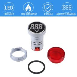 DECENT AIR SYSTEM® 3pcs LED Voltage Meter Indicator AC 60-500V LED Voltmeter Signal Light Digital Display Voltage Meter Indicator Round Lamp Tester (RYB) image 2