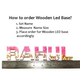 DIY Wooden Stand/Base with Warm White LED Light for Making DIY Custom Name Lamp for Resin Art (9" Inch) image 4