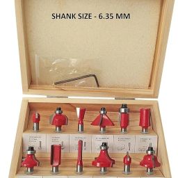 Inditrust New 12Pcs Premium Quality Router Bit 6.35mm Router Bit Set With wood Case Shank Size 6.35mm Rotary Bit Set (12 Bits) image 1