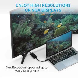 USB 3.1 Type C to VGA Adapter, USB C to VGA Converter [Thunderbolt-3 Compatible] [Only DP Alt-Mode Capable USB-C Phone/Laptop/PC can Stream Video Over USB-C Port] [1920x1200 60Hz] image 2
