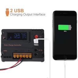 GHB 20A 12V 24V Solar Charge Controller Auto Switch LCD Intelligent Panel Battery Regulator Charge Controller Overload Protection Temperature Compensation image 5
