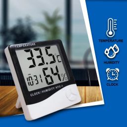 FreshDcart HTC-1 Room Thermometer with Humidity Incubator Meter and Accurate Temperature Indicator Wall Mounting LCD Digital Clock Monitor for Indoor/Outdoor (White) image 4