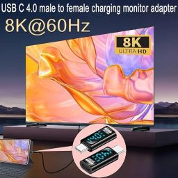 USB C LED Power Display Extender Adapter,140W Short Dock Cable Extension Type-C 8K@60Hz PD3.1,USB-C Male to Female Thunderbolt QC & 40Gbps Data Transfer for Devices image 4