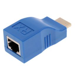 atdaraz Blue HDMI 30M Extender to RJ45 Cat5 Network LAN Ethernet Adapter Repeater image 2