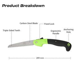 Deli DL580618 9" Folding Saw with 65Mn Steel Blade ABS Handle 3-Sided Grinding Teeth Secure Lock Handsaw for Pruning Gardening Camping Wood Cutting Tree Branch (Pack of 1,Green & Black) image 2