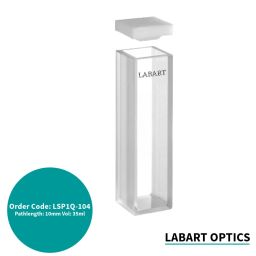 LABART Quartz Cuvette (Pathlength: 10mm, Volume: 3.5ml with PTFE Cover, Spectrophotometer) Set of 2 Pcs with Transmission Certificate image 2
