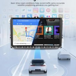 4G+64G Android Car Stereo Radio for VW Passat Jetta Tiguan Golf MK5 MK6 T5 EOS Polo CarPlay, Rimoody 9 Inch Touch Screen Android Auto GPS Navigation Bluetooth FM/RDS EQ-32 SWC Backup Camera image 3