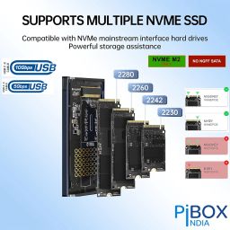 NVME M2 Enclosure Fan, PiBOX India NVMe SSD Enclosure - USB 3.2 10Gbps, Tool-Free M.2 NVMe Case, PCI-E NVMe Reader, USB-C, Supports M & B&M Keys, 2230/2242/2260/2280 SSDs Powerful -RTL9210 image 2