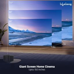 Lifelong SmartStream Smart Projector for Home, Native 1080p Full HD with 4K Support, Android 9 with Built-in apps (Netflix,YT,Prime), 7000 Lumens Brightness, Auto Focus, 10W Speaker, 200" Max Display image 1