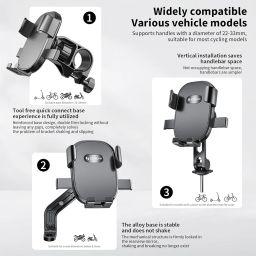 STRIFF Mobile Holder for Bikes with One Click Locking, Anti-Shake-Firm Grip, 360° Rotation, Aluminium Handlebar Cellphone Holder for Maps and GPS Navigation, Mobile Holder for Scooty & Bikes image 5