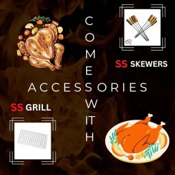 NE GRILLS - Traveler Charcoal barbeque grill set, Foldable briefcase style charcoal grill, Barbecue grill set for home use tandoor for home and picnic use with 8 skewers,1ss grill (Made in INDIA) image 1