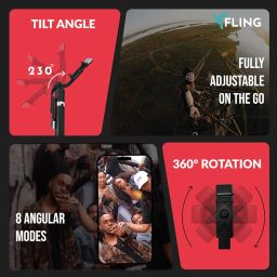 Fling X1 Mini by FTLO 3-in-1 Selfie Stick for Mobile Phone with LED Fill Light, 100cm Long with Tripod Stand, Bluetooth Remote, Best for Photos, Phone Stand Multi-Tasking, Travel, Vlogging image 4