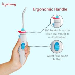 Lifelong LLDC27 Table Top Flosser | 8 360-degree Rotating Jet Tips | 10 Pressure Modes and 600ml Tank for Flossing at Home | Oral Irrigator| I Removes plaque (1 Year Warranty, White) image 2