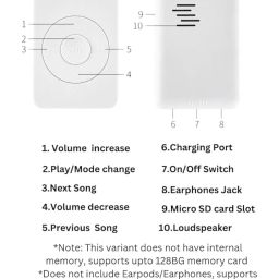 Xzor® Bluetooth Player - Built-in Speaker, Automatic Pairing MP3 Player - White image 2