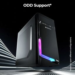ZEBRONICS Flow Cabinet/Case, Mini-Tower, Supports mATX | ITX, 80mm Cooling Fan, Front Panel Multicolor LED Strip, ODD Support, USB 3.0, 3X USB image 3