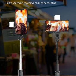 Selfie Stick,Extendable Selfie Stick with Wireless Remote&Tripod Stand,Portable,Lightweight,Compatible with All Smartphone&Mobile (Black Color) Pack of 1 image 5