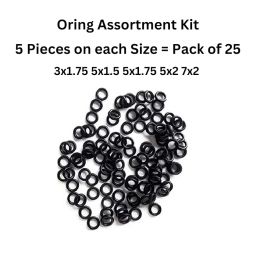 Oring of 3x1.75, 5x1.5, 5x1.75, 5x2 and 7x2 All in One Pressure Pipe Assortment Kit also used for Small Bossch High Pressure Hose Oring each 5 pieces - Generasis (Pack of 25) image 1