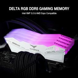 TeamGroup T-Force Delta RGB 2x16GB 6000MHz (6000MT/s) CL30 White 32GB DDR5 RAM Kit, Desktop Gaming Memory, Metal Heatsink, ARGB Sync, ECC, XMP 3.0/EXPO, For Intel/AMD CPU, High Performance Low Latency image 1