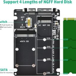 ETZIN M.2 SATA to SATA Adapter (Not Support NVME/M.2 PCIE) MSATA and B Key/B&M Key M.2 NGFF SDD to 2.5" SATA III 2 in 1 Converter Supports MSATA/M.2 NGFF SSD Not for M Key (EPL-1082HS) image 1