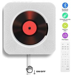 Desktop Portable CD Player with Bluetooth - Multifuctional Wall Mounted Music CD Player Built in HiFi Speakers Home Audio Boombox with Remote Control Input Output with Pulling Switch（White） image 1