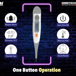 AmbiTech Soft & Flexible Digital Thermometer with One Touch Operation for Child and Adult Oral or Underarm Use |Made in India|1 Year Warranty image 2