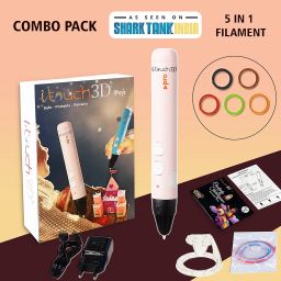 WOL3D I touch Pro 3D Pen Pink with 5 in 1 (5M) each PLA Filaments for 3D Printing with Speed Control, Advanced Temperature Regulation, OLED Display & Ergonomic Design – Compatible. image 1
