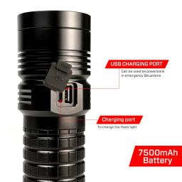 IBELL FL8398Q Rechargeable Flashlight, High-Powered LED Torch with Ultra Long Beam Range, Multiple Lighting Modes, Water Resistant & Aircraft Aluminum Body (Black) image 2