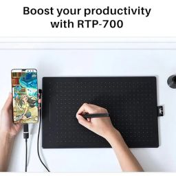 Huion Inspiroy RTP 700 Graphics Drawing Pen Tablet |Support- MacOS, Windows & Android | Working Area (11 x 6.875 inch), Battery-Free Stylus PW400| 6 Programmable Touch Keys & 1 Touch Strip|(Black) image 2