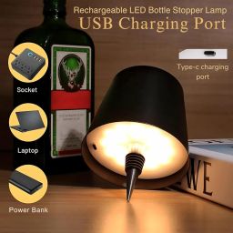 Toxen Rechargeable LED Wine Bottle Light - Wireless Bottle Lamp with 3 Color Modes & Touch Control for Bars, Restaurants, and Home Decor (Black) image 2