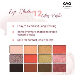 Charmacy Milano Eye Shadow 12 Color Palette - Easy To Blend, Great Pigments, Matte-Shimmer Shades, Soft Texture, Basic & Uniqe Shades in One Palatte, Built-in Mirror image 3