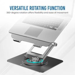 Portronics My Buddy K11 Pro Metal Laptop Stand with 360° Rotation, Adjustable Height & Angle, Improves Air Ventilation, 10 Kgs Max Weight for Laptops & MacBook(Silver) image 4