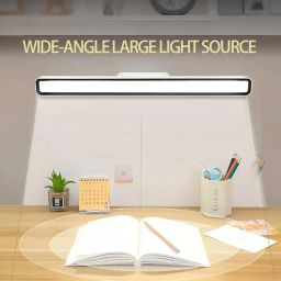 Gesto Magnetic Recharbale Desk Lamp 3 Color Under Cabinet Light with Adjustable Brightness | Desk Light for Office Table| Battery Operated Reading Lights with Remote-Plastic image 1