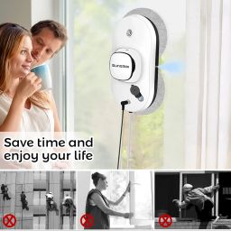 SUNSMAI Smart Window Cleaning Robot with Automatic Water Jet, Remote Controlled Robot Window Cleaner for Window/Tiles/Glass Door (White) image 1