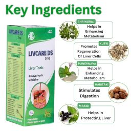 LIVCARE DS An Ayurvedic SUGAR FREE Liver Tonic 200 ML Syrup For Liver Health | Natural Liver Herbal Tonic | Improves Cell Function and Increases Immunity | Improves Digestive System (Pack of 4) image 2