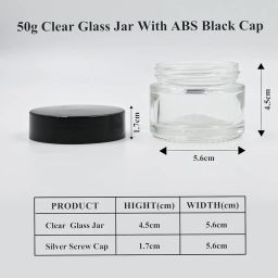 happy packaging 50 Ml Clear Round Empty Glass Cosmetic Cream Container | Jars With Black Cap And White Inner Lids For Creams| Balms | Face Scrub | Body Cream Etc (3) image 2