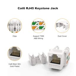 RIVER FOX® Cat6 / RJ45 Keystone Module White Connector, Lan Cat6 I/O Punch Down Network (PACK OF 5 Pcs.) image 4