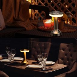 Metal Portable LED Table Lamp With Touch Sensor, 3-Levels Brightness, Rechargeable Battery Up To 48 Hours Usage, Night Light For Kids Nursery, Nightstand, Bedside (Gold) image 4