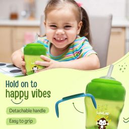 LuvLap Banana Time 150ml Anti Spill, Interchangeable Sipper / Sippy Cup with Soft Silicone Spout and Straw BPA Free, 6m+ (Green) image 4