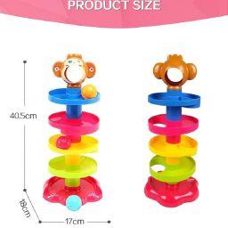 VGRASSP Rolling and Swirling Ramp Toy for Baby and Toddlers | 5 Layer Ball Drop Tower with 3 Colorful Plastic Rattle Balls | Stack-Drop-Roll Fun Toy - Color As Per Stock image 2