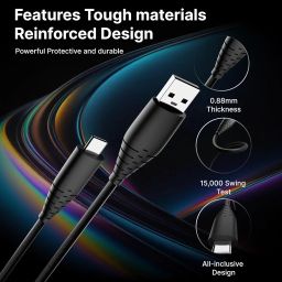 Basesailor Original 3A USB A to Type C Braided Fast Charging Cable,Compatible for iPhone,Samsung,Oneplus,Nothing & Other Type C Devices,Supports QC 2.0/3.0 Charging, with High Speed Data Transmission image 4
