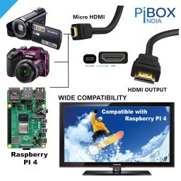 PiBOX India, Micro HDMI Cable to HDMI Cable, 4K 60Hz, 1.5 Meter 5 feet, Adapter Ethernet Audio Return for Raspberry Pi 4 pi 5 RPI, GoPro Hero 7, Sony Camera (NOT Mini DP/NOT Micro USB) image 4