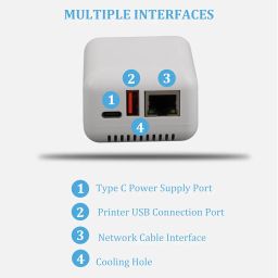 Wisoqu USB 2.0 Network Print Server, 5V LAN Print Share Server with Multiple Interfaces, Compact Printer Server Adapter for USB Printer Brands (US Plug), Wisoqucqf5gxdktm-11 image 2