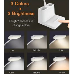 MANSAA Study Table Lamp | 18 Months Warranty | Table Lamp, Study Lamp, Table Lamp for Study, Desk Lamp, Study Lamp Rechargeable, 3 Color Modes LED with Pen Holder & Mobile Stand, Rechargeable (White) image 3