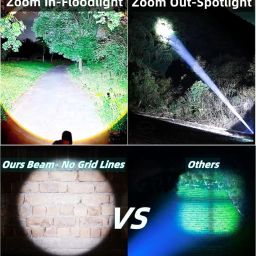 Rechargeable Flashlight – 10000 Lumen High Power LED Torch, 1200M Long Beam, USB-C Charging, 10+ Hours Runtime, Adjustable Zoom Light for Camping, Hiking, Emergency, Outdoor Use image 5